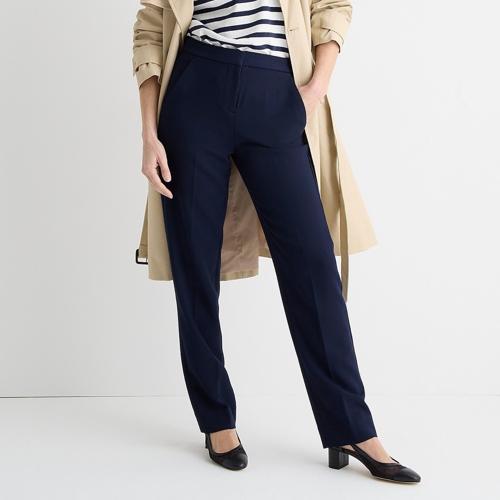 NWT J. Crew Kate Straight Leg Pants In Four Season Stretch Navy Blue Size 22